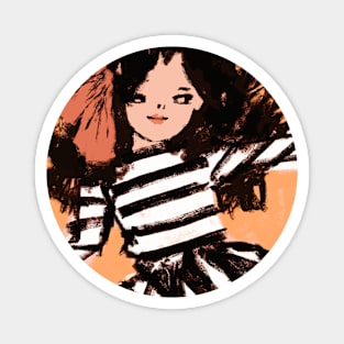 Loose sketch - Stylish woman in stripes Magnet